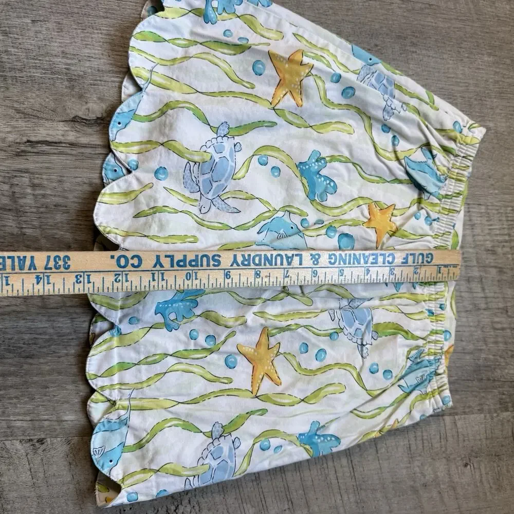 VTG Y2k Gymboree Sea Print Skirt Skort Girls Size 7 Scalloped Hem Ocean Turtle